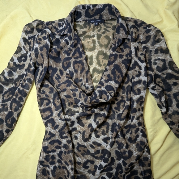 Leopard Print Sheer Blouse - Picture 2 of 12